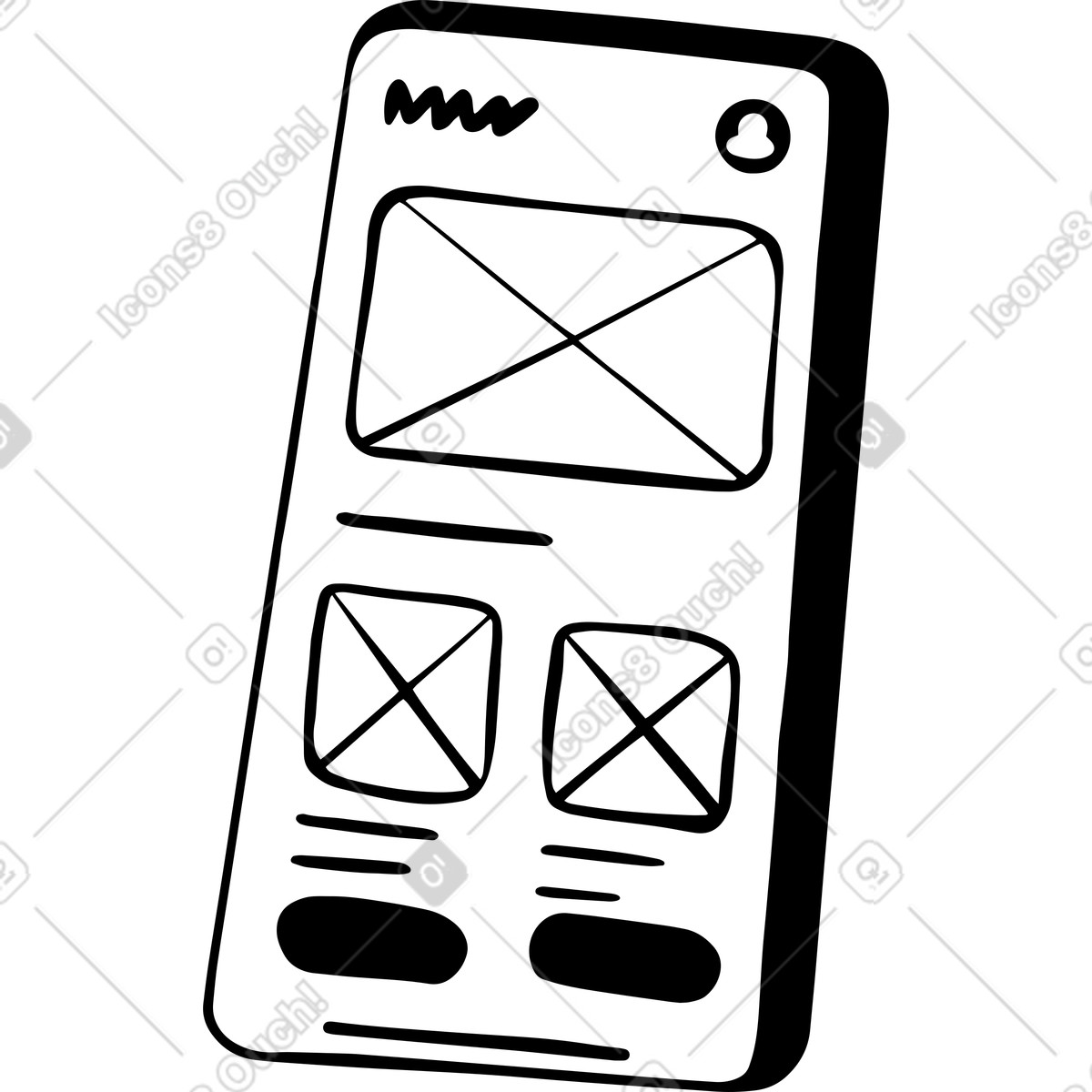 Telefono cellulare con modello di progettazione dell'app illustrazione in stile Journal scarica in PNG, SVG