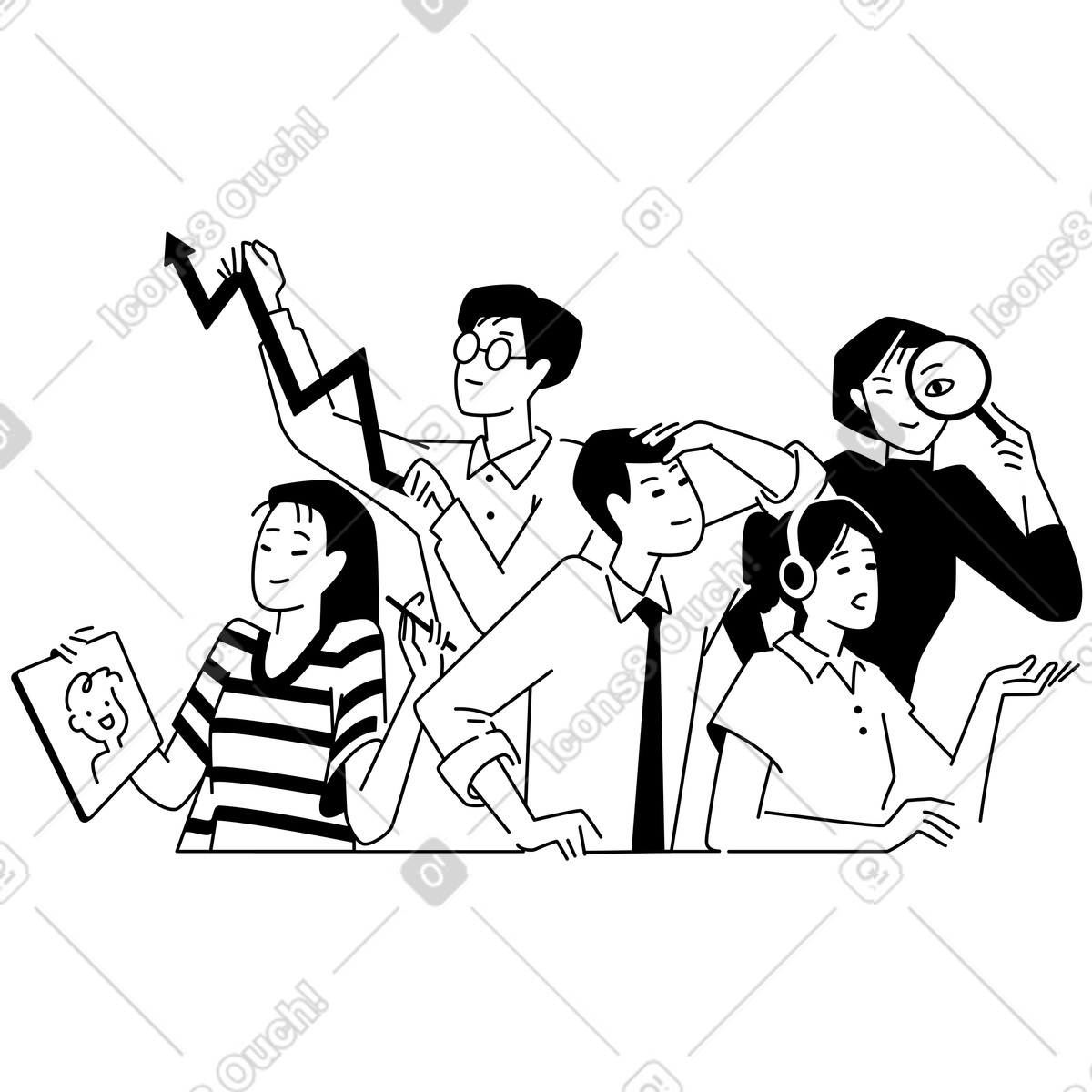 Teamarbeit mit vereinten kräften-Illustration im Weekday-Stil als Download in PNG, SVG