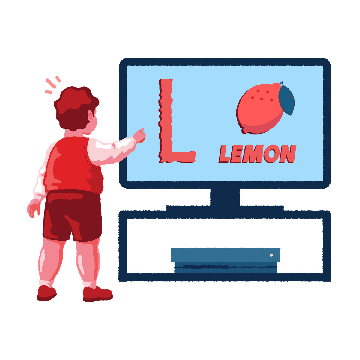 Cherry 스타일의 Boy learning alphabet 일러스트레이션 PNG, SVG 다운로드