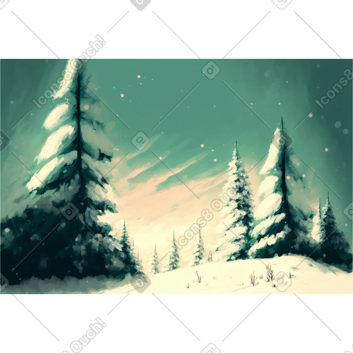 Ilustración Fondo de bosque invierno 3d en estilo Experimental a descargar en PNG y SVG