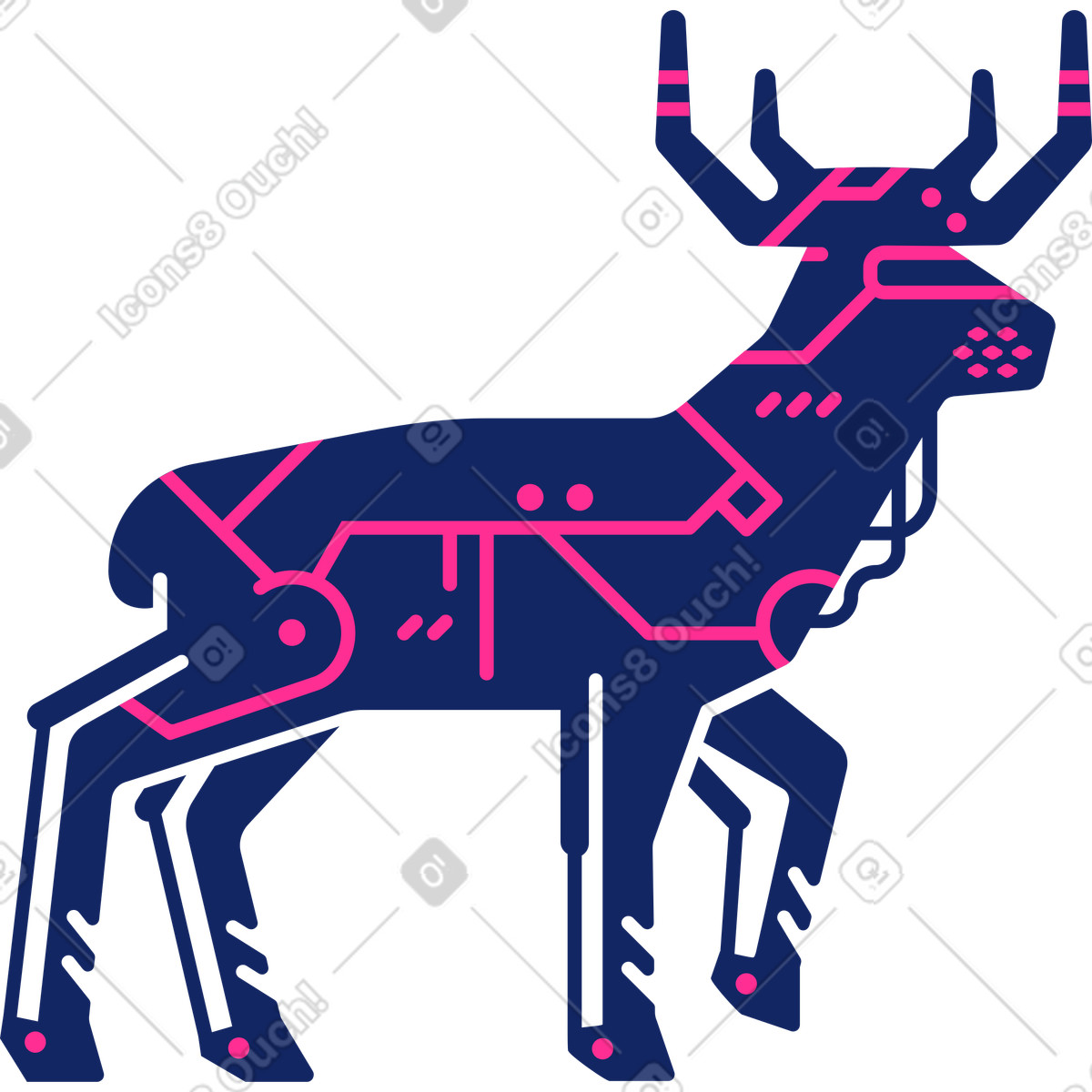 Illustration Cerf dans le style Cyborg à télécharger aux formats PNG, SVG