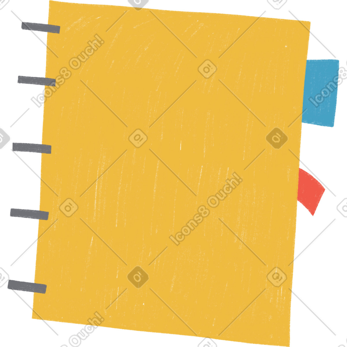 Spiral yellow notepad illustration in Tutti style download in PNG, SVG