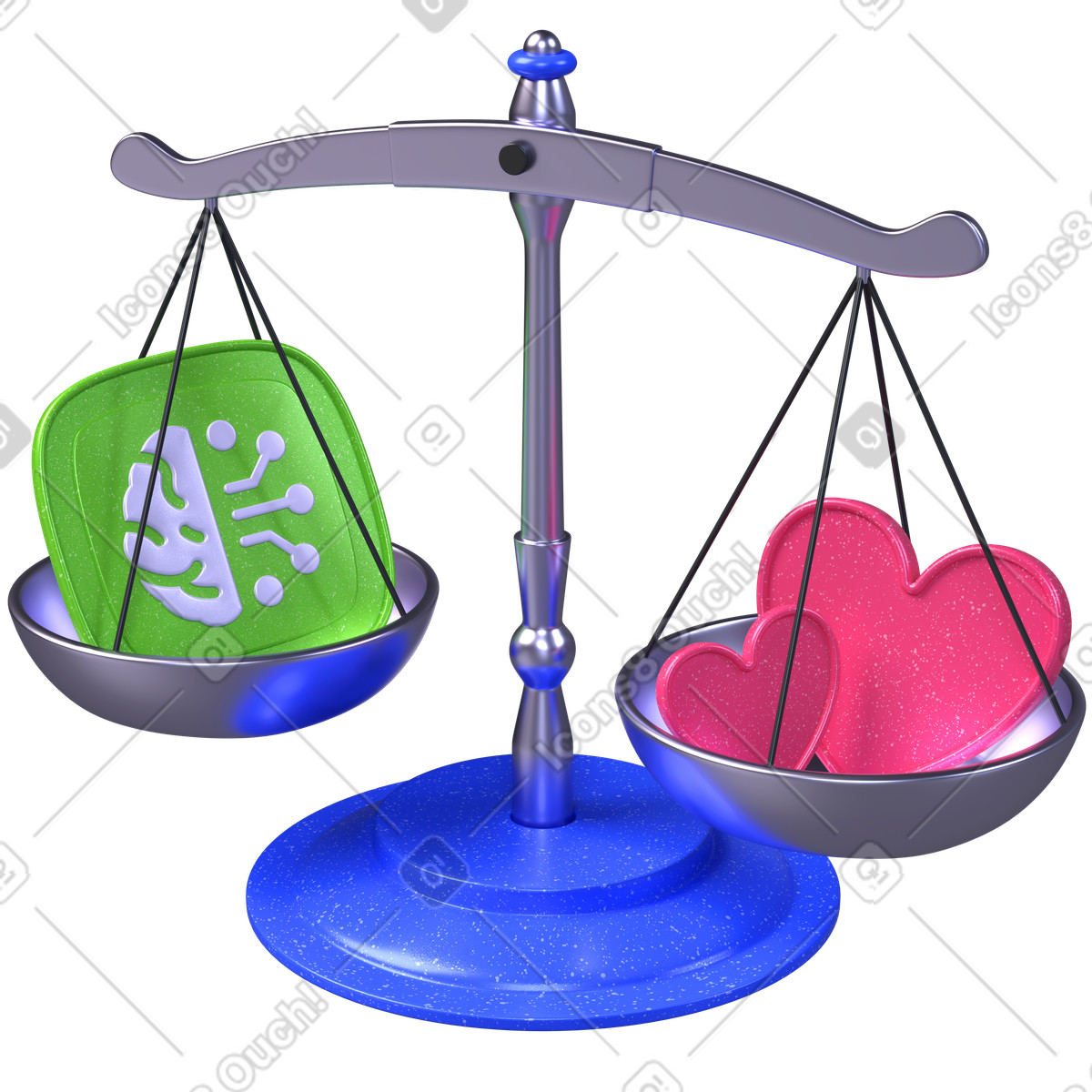 AI ethics balance, Technology versus empathy, Human centered innovation illustration in PNG, SVG