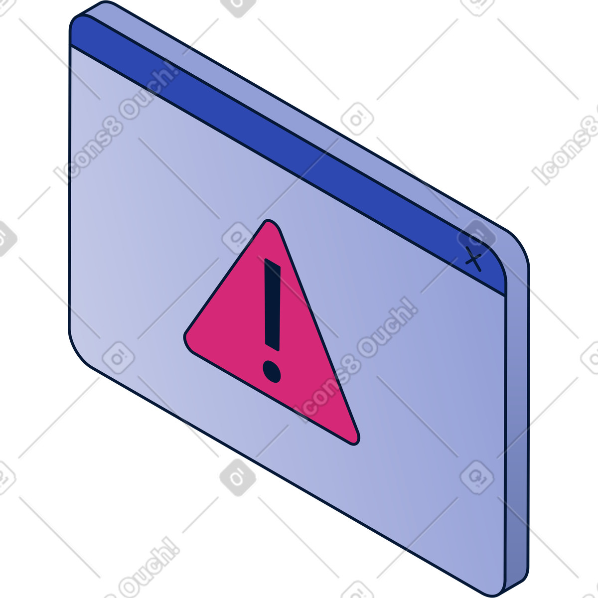 Ilustración Ventana emergente de error fatal isométrica en estilo Neat a descargar en PNG y SVG