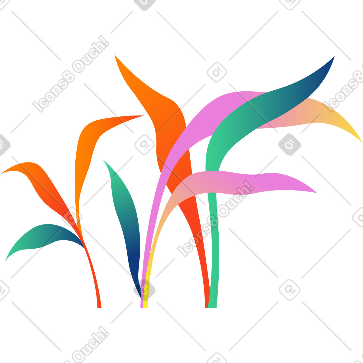 Amani スタイルの 赤黄青草 のイラストをPNG、SVG形式でダウンロード