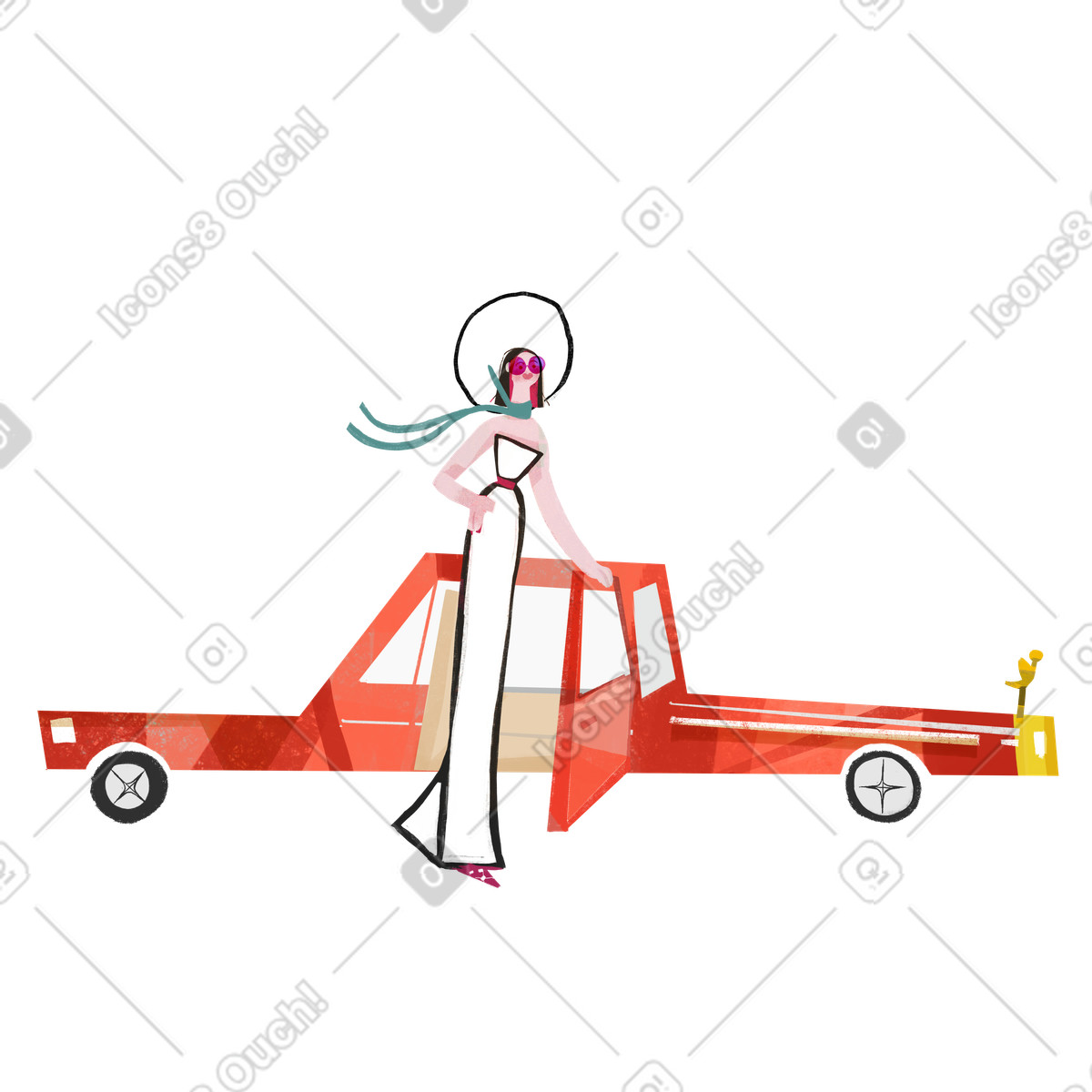 Ilustração de Exiting red car, User logout or session end em no estilo Fabulous para baixar em PNG, SVG