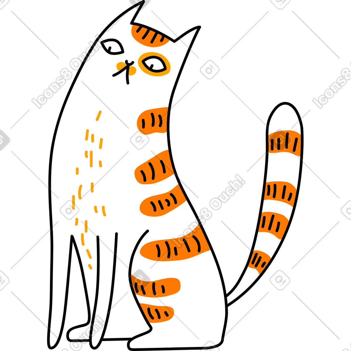 Cat illustration in Purr style download in PNG, SVG
