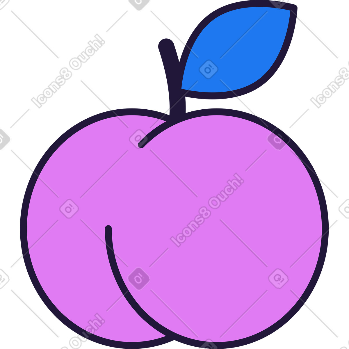 Pfirsich-Illustration im Conifer-Stil als Download in PNG, SVG
