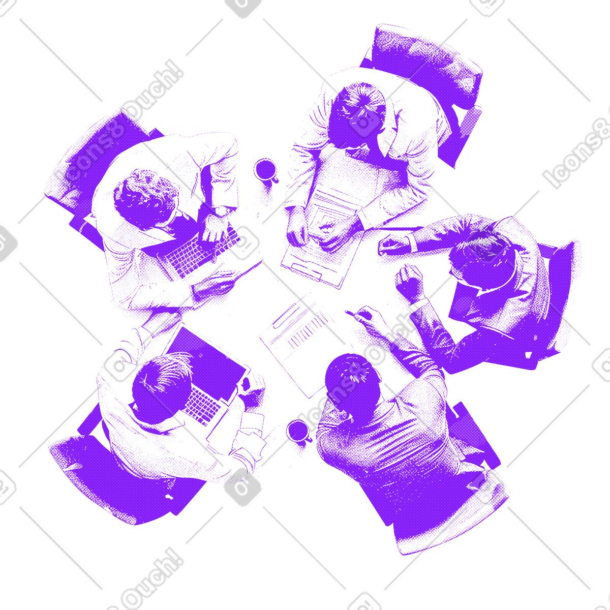 Business-team-Illustration im Halftone-Stil als Download in PNG, SVG