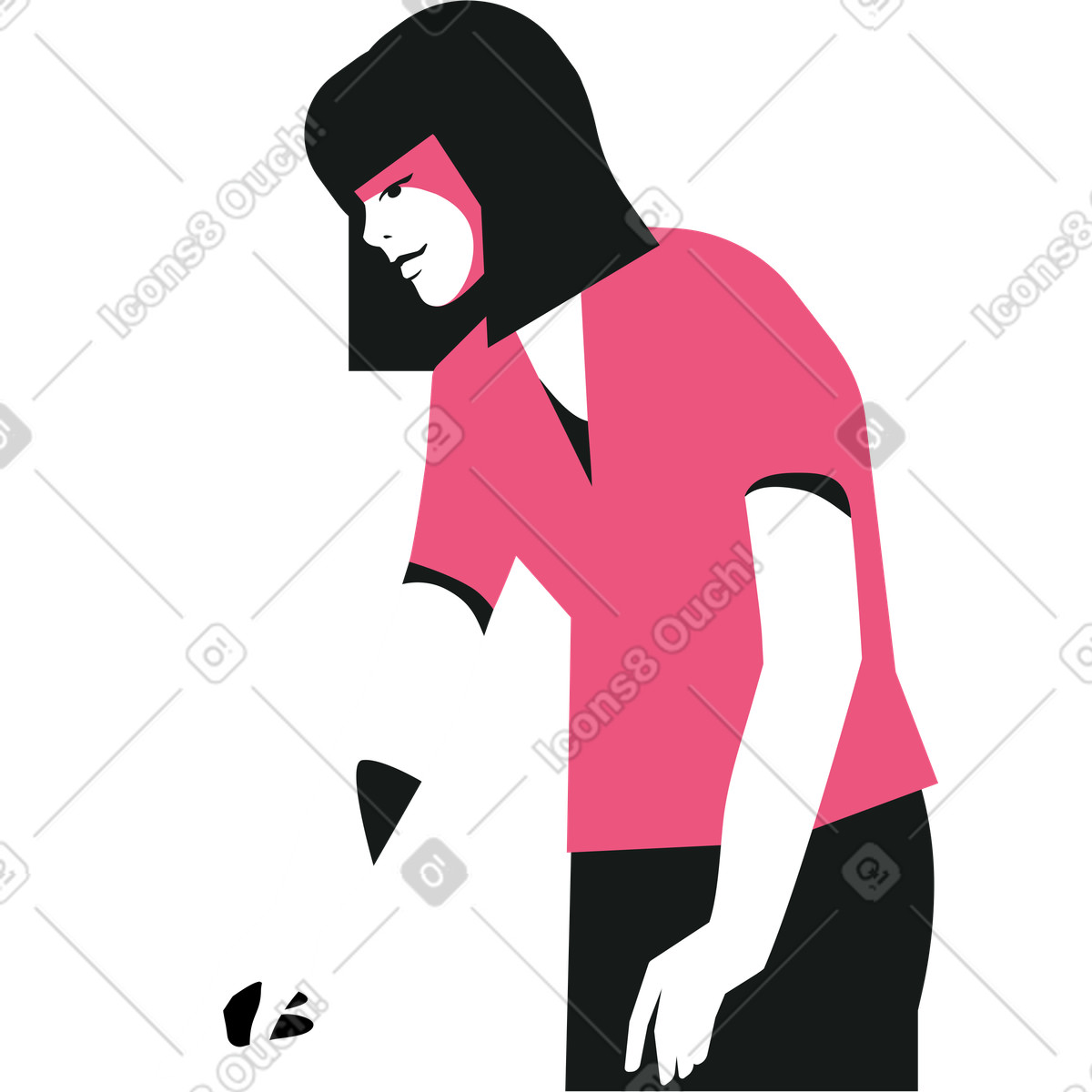 Woman leaned over the table illustration in Lounge style download in PNG, SVG