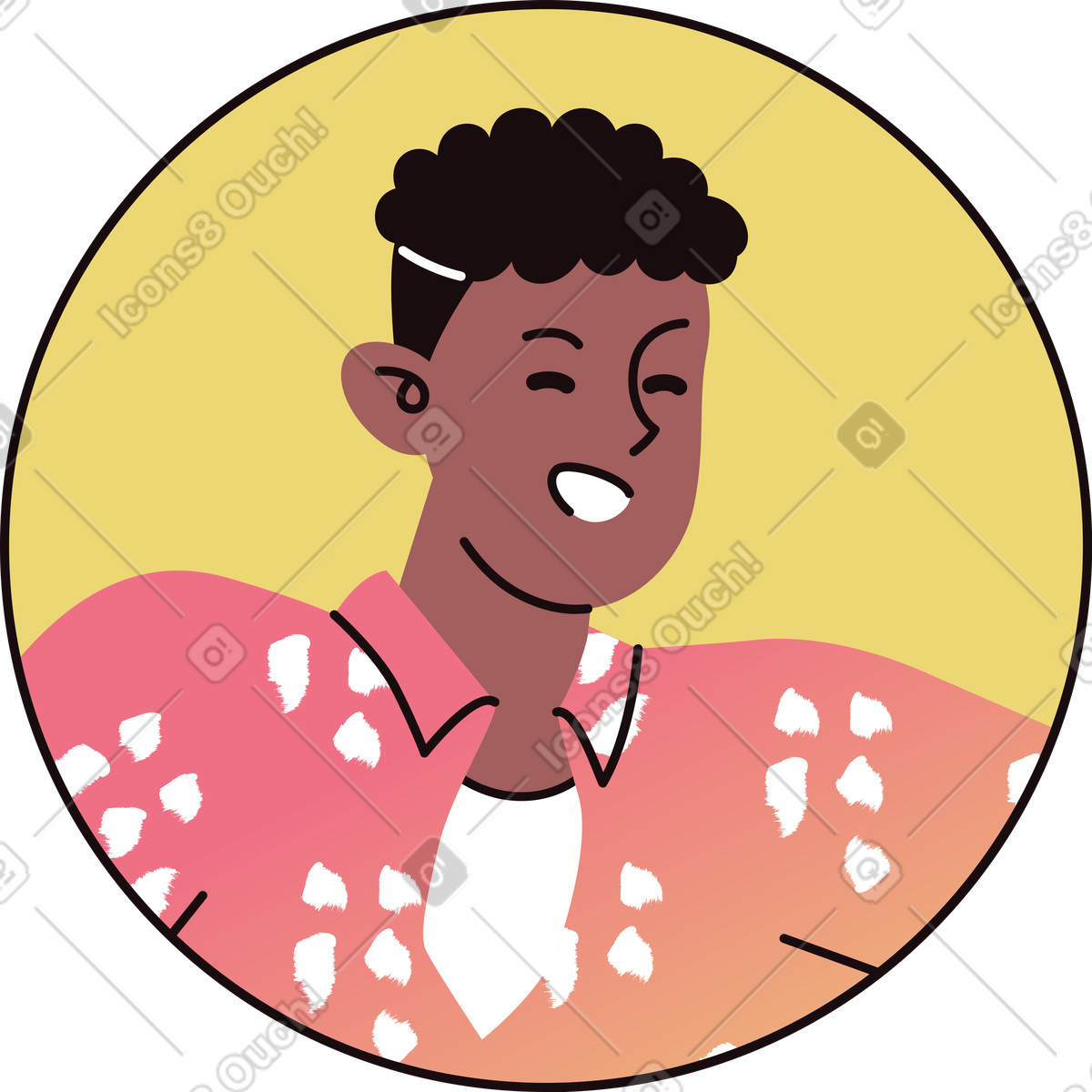 Ilustración Avatar de un hombre riendo en estilo Delight a descargar en PNG y SVG