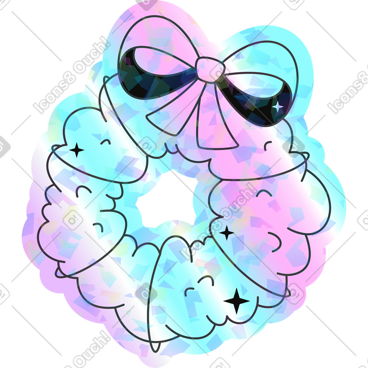 Ghirlanda di natale illustrazione in stile Holostickers scarica in PNG, SVG