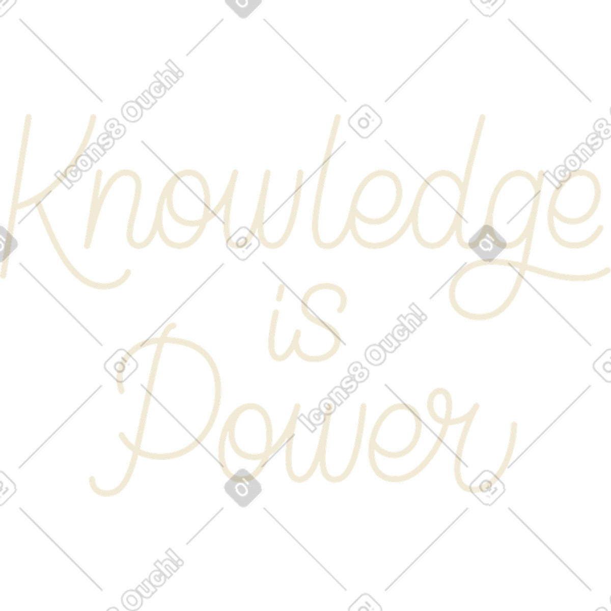 Lettering 'knowledge is power' illustration clipart for educational purposes in PNG