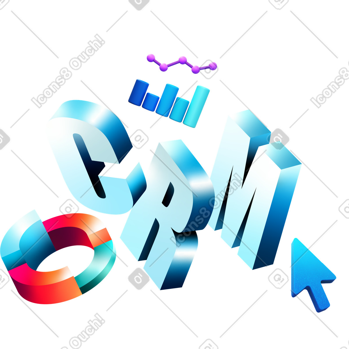 Kundenbeziehungsmanagement oder crm-Illustration im Glare-Stil als Download in PNG, SVG