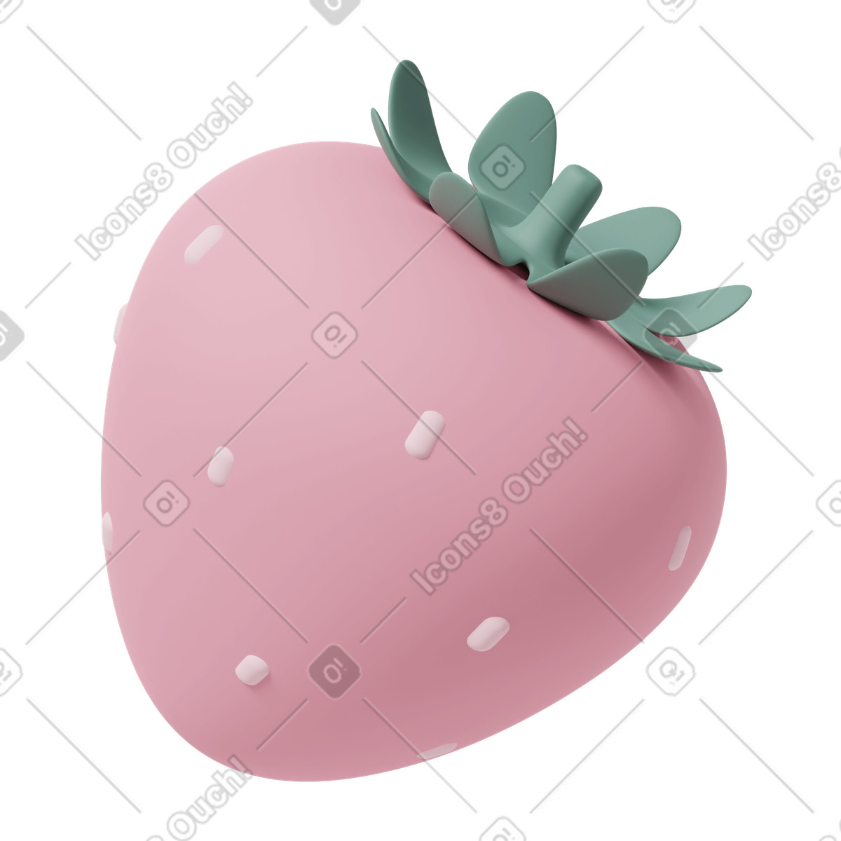 Pink strawberry illustrazione in stile 3D Casual life scarica in PNG, SVG