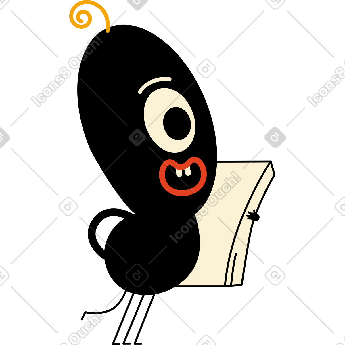 Schwarzer charakter mit einem auge-Illustration im Jelly-Stil als Download in PNG, SVG