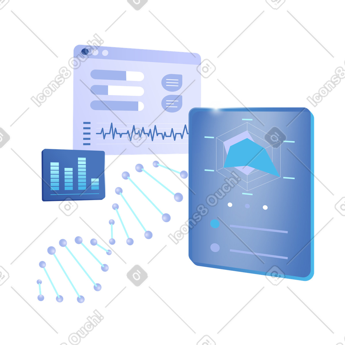 Genomics data dashboard for dna sequencing analytics and research insights-Illustration im Quantum-Stil als Download in PNG, SVG