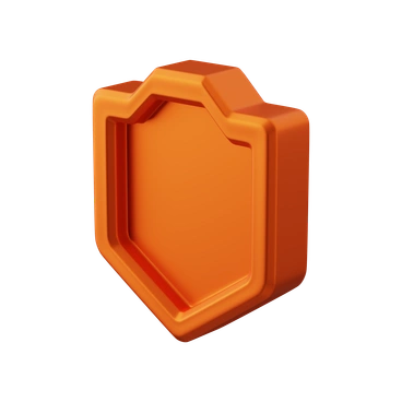 An orange hexagonal security badge - 3D Kit style illustration