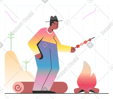 Cooking on a campfire PNG, SVG