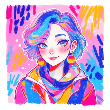 A creative self-portrait in Ibis Paint, showcasing unique features and personal style.