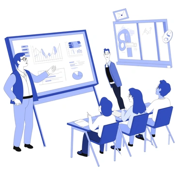 A chalkboard is positioned at the front of a classroom. On the chalkboard, various charts and diagrams representing GDP concepts are sketched out. A teacher stands beside the board, pointing to a specific graph. The teacher is dressed in professional attire, with glasses perched on their nose. In front of the teacher, a group of students is seated at desks, leaning forward with expressions of curiosity. Some students have notebooks open, jotting down notes, while others raise their hands to ask questions. The classroom is filled with educational posters on the walls, and sunlight streams through a window, illuminating the scene.