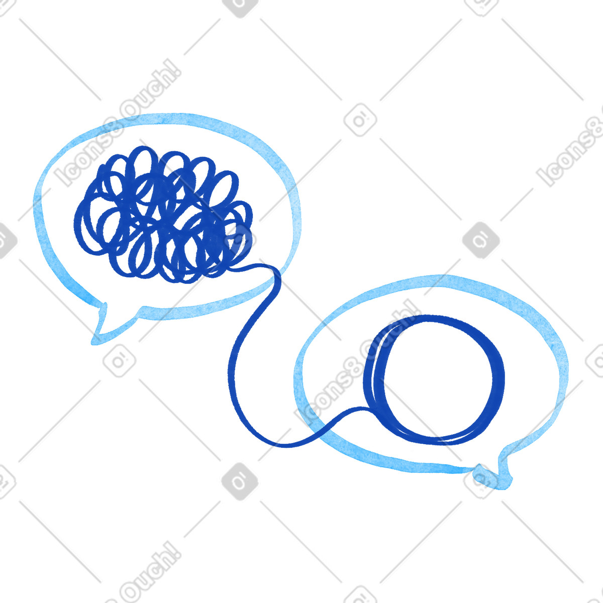 Ilustração de Speech bubbles transforming scribble into clear circle communication concept em no estilo Tint para baixar em PNG, SVG
