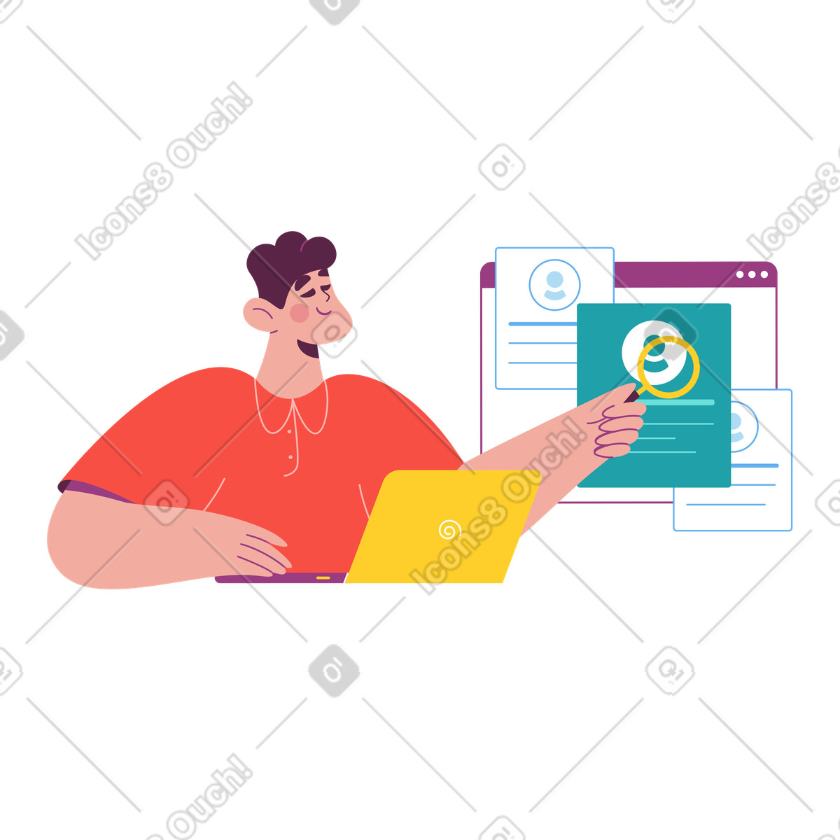 Ilustração de HR manager looking for employee, Online recruitment process em no estilo Sammy para baixar em PNG, SVG