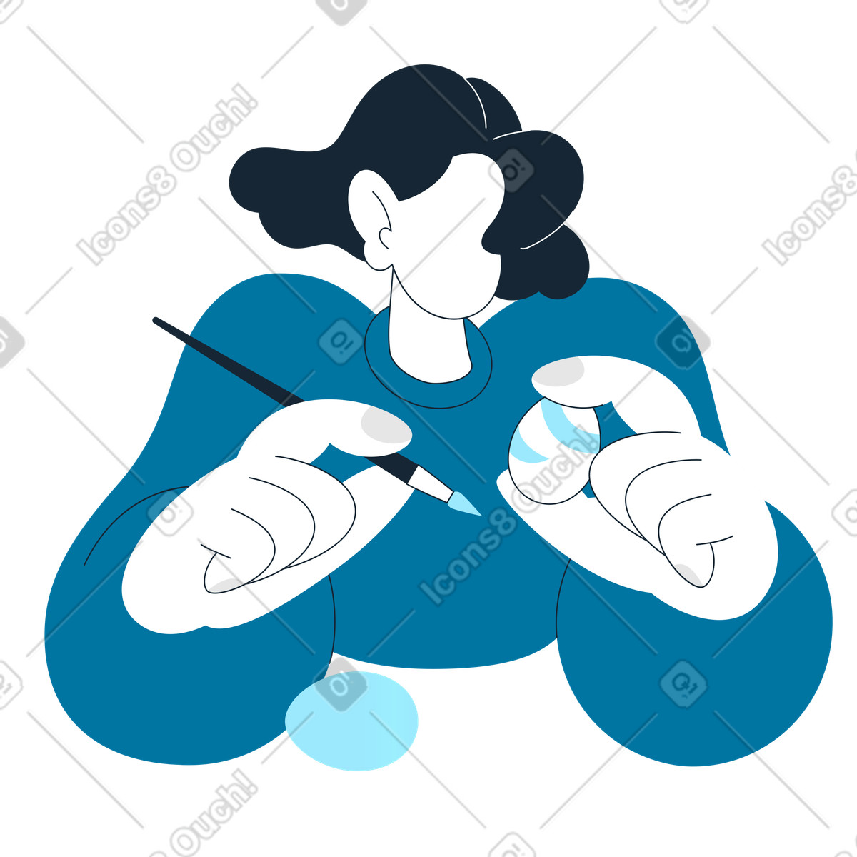 Decorating easter eggs with watercolors, celebration preparation-Illustration im Indigo-Stil als Download in PNG, SVG