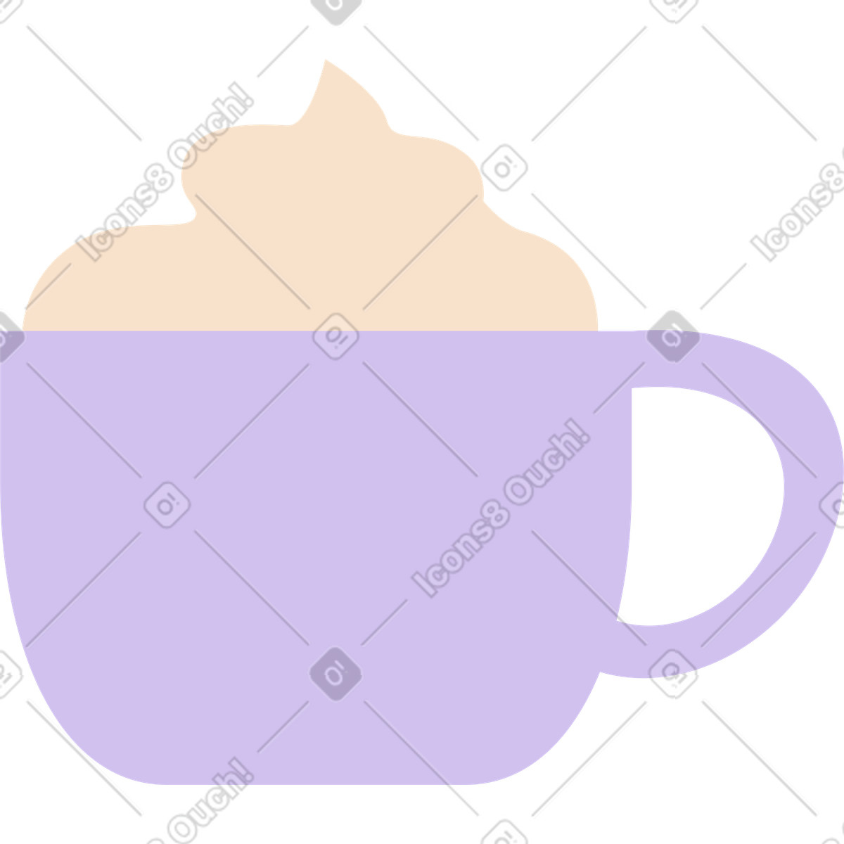 Tazza con una lussureggiante bevanda al caffè illustrazione in stile Folks scarica in PNG, SVG