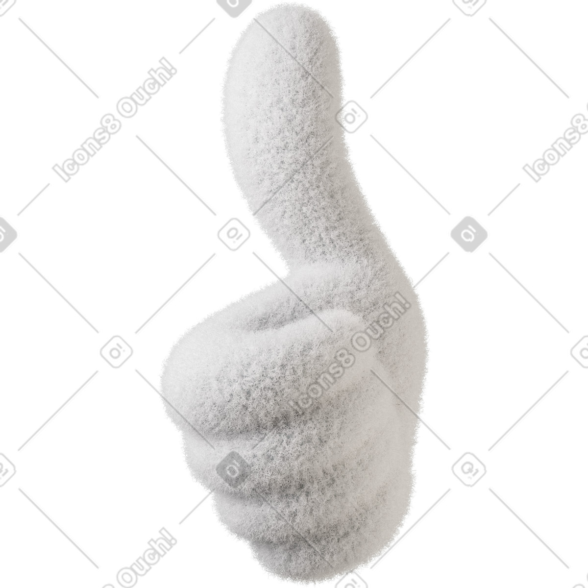 下载 3D Buddy 风格的 出现拇指的白色模糊手 插画，支持 PNG、SVG 格式