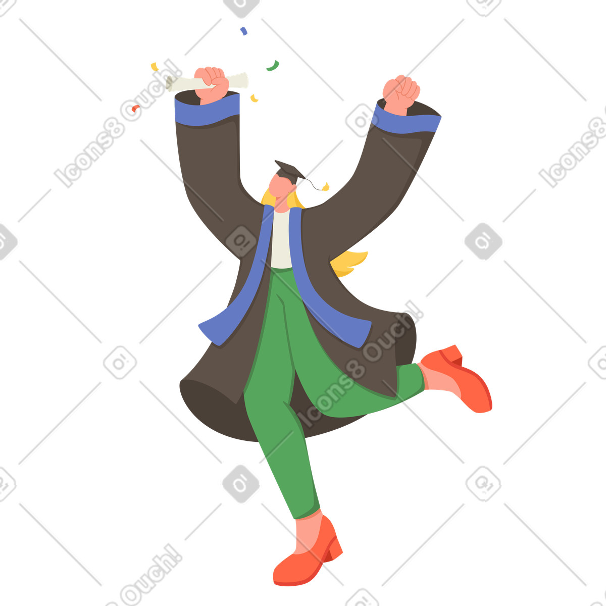 Ilustração de Graduado feliz com um diploma em no estilo Social para baixar em PNG, SVG