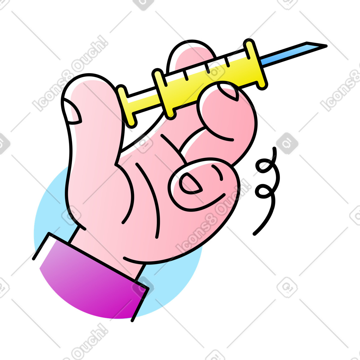Hand with syringe illustration in Pocus style download in PNG, SVG
