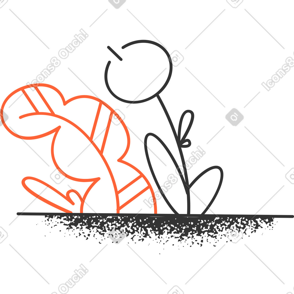 下载 Crayon 风格的 植物组成 插画，支持 PNG、SVG 格式