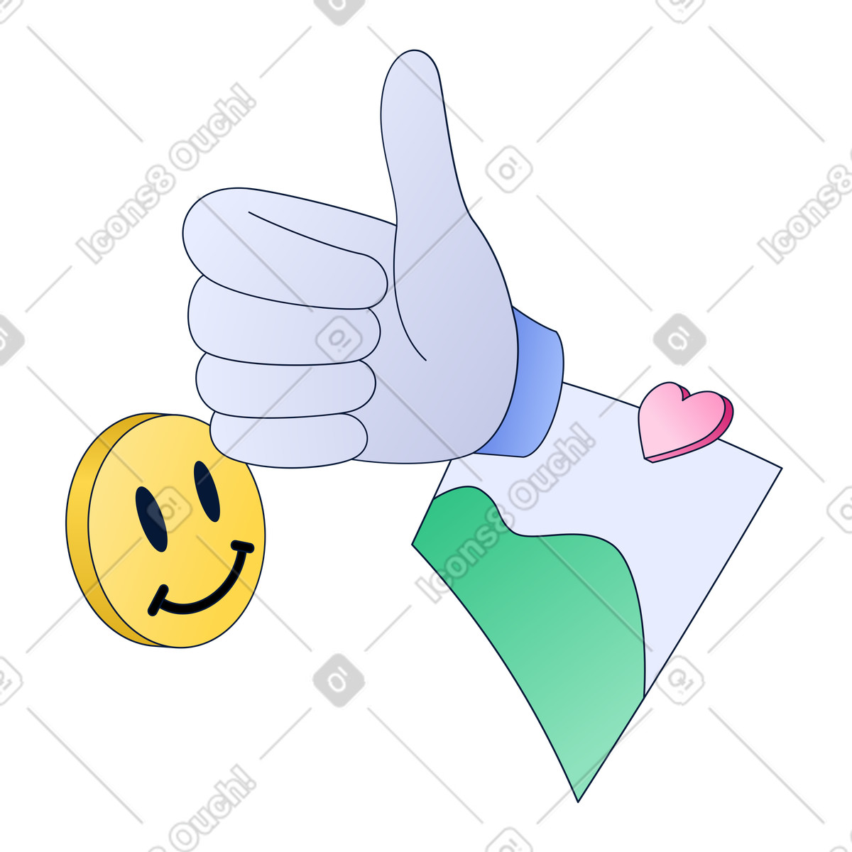 Reazioni sui social media ed emoji illustrazione in stile Neat scarica in PNG, SVG