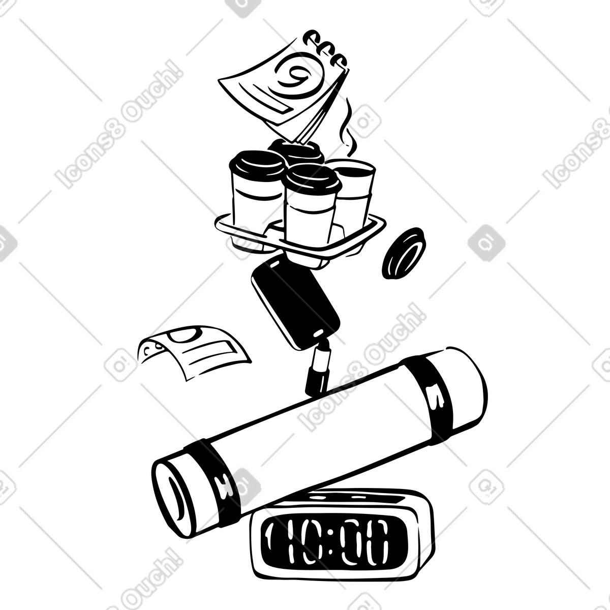 Unstable tower of objects for work life balance-Illustration im Line-Stil als Download in PNG, SVG