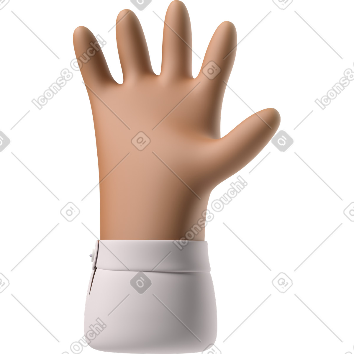 Ilustración Mano de piel morena con los dedos extendidos en estilo 3D Hands Fun&Wild a descargar en PNG y SVG
