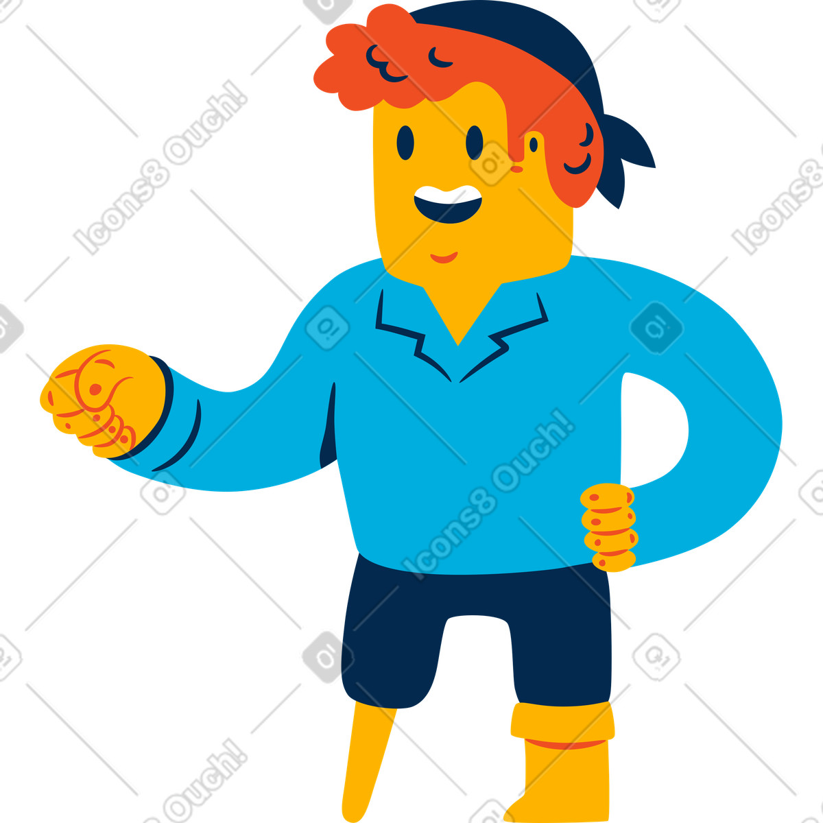 Pirate illustration in Flame style download in PNG, SVG
