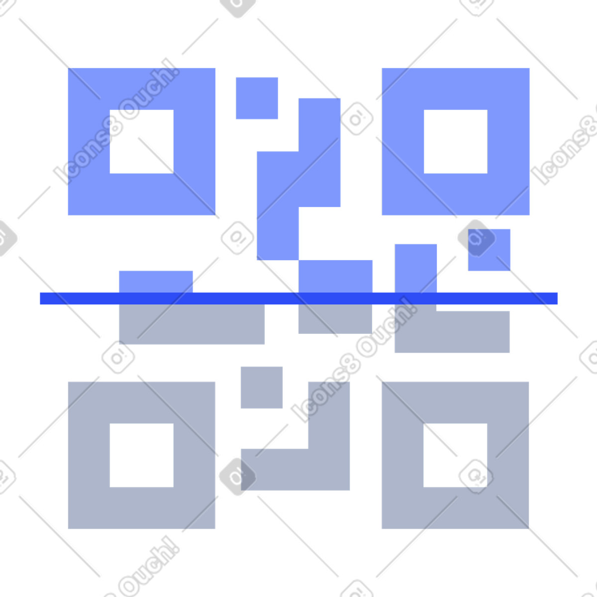QR code scanning icon with progress scan line illustration in System style download in PNG, SVG