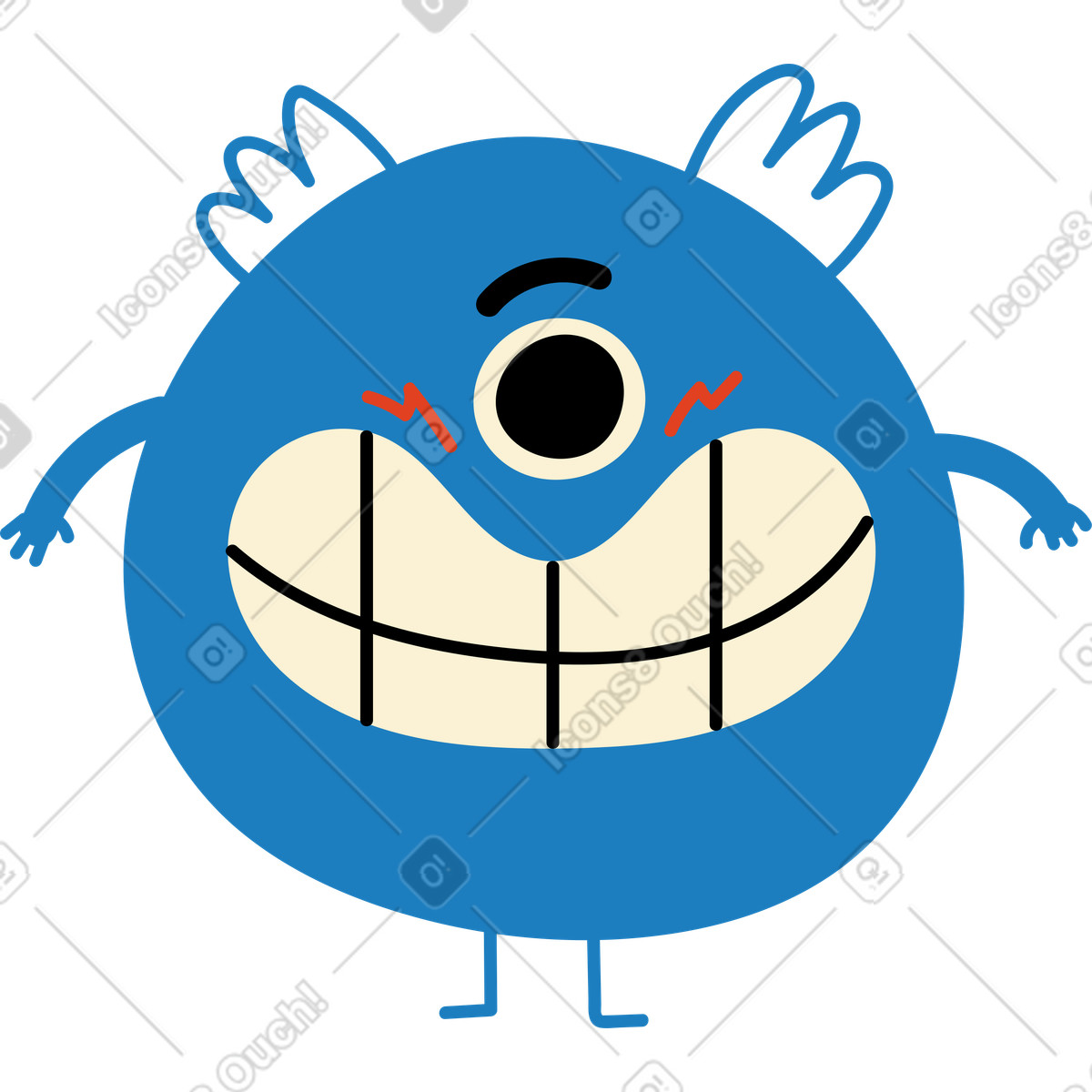 Ilustración Personaje azul con un ojo en estilo Jelly a descargar en PNG y SVG