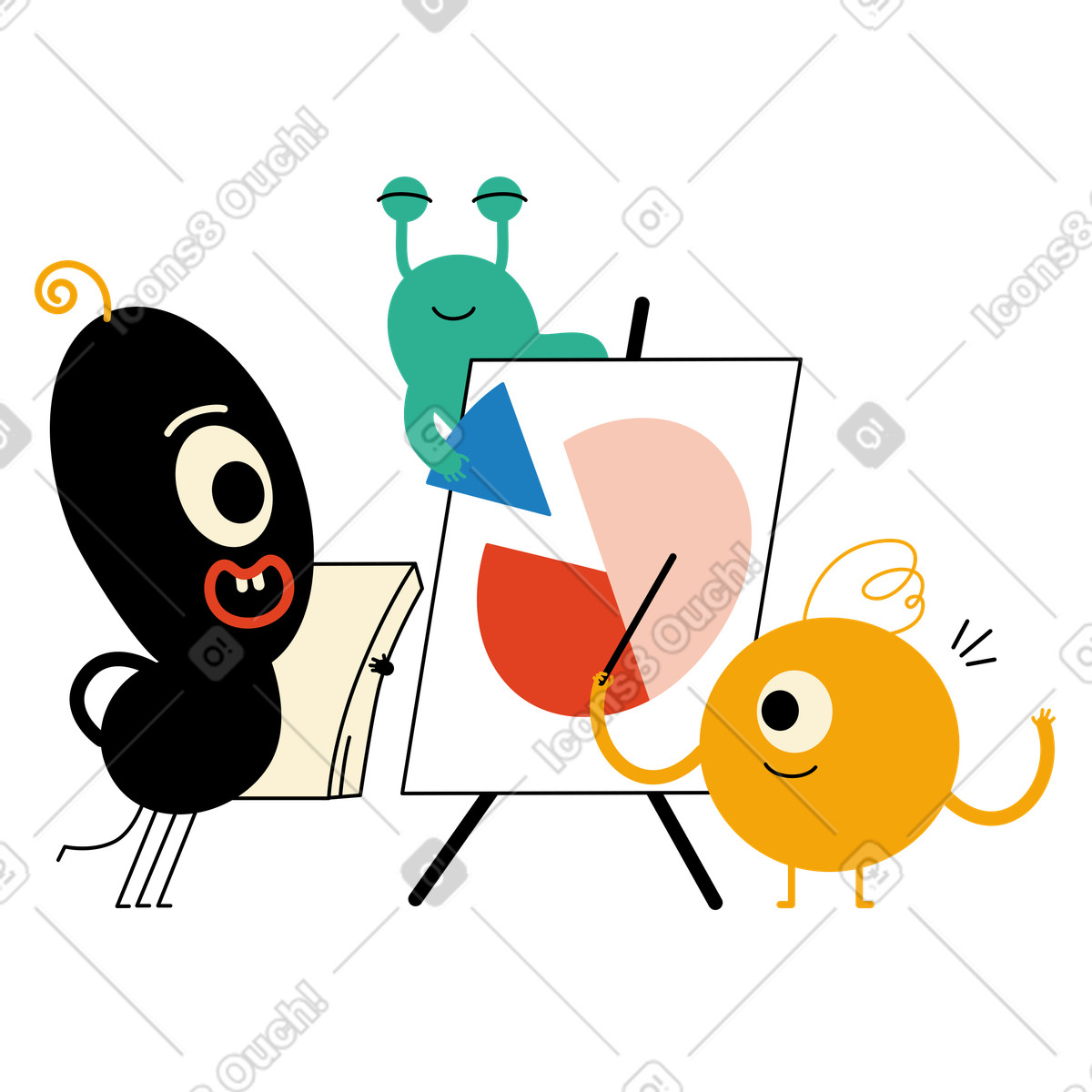 Team erstellt ein tortendiagramm-Illustration im Jelly-Stil als Download in PNG, SVG