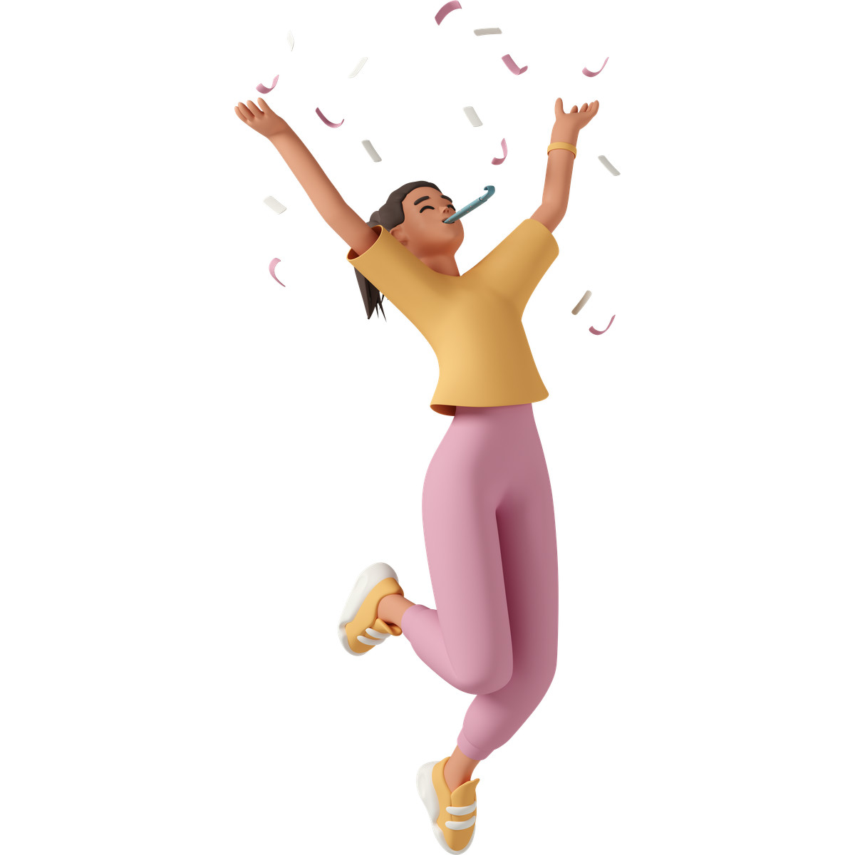 Ilustração de Happy woman jumping with confetti em PNG e SVG