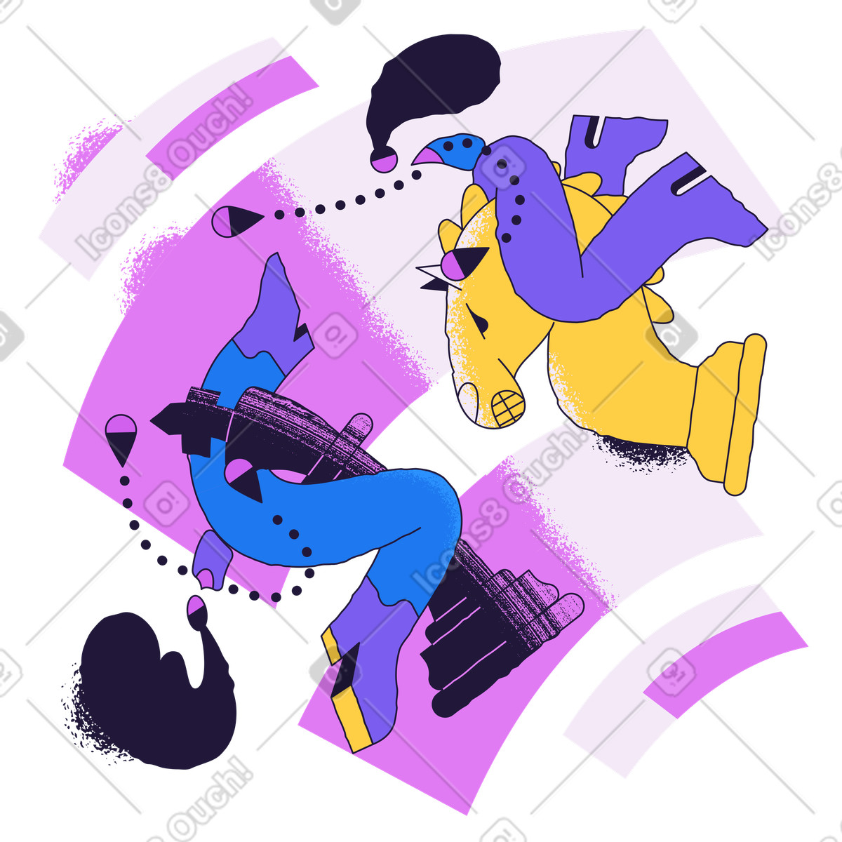 Illustration Femmes jouant aux échecs et luttant pour la victoire dans le style Conifer à télécharger formats PNG, SVG