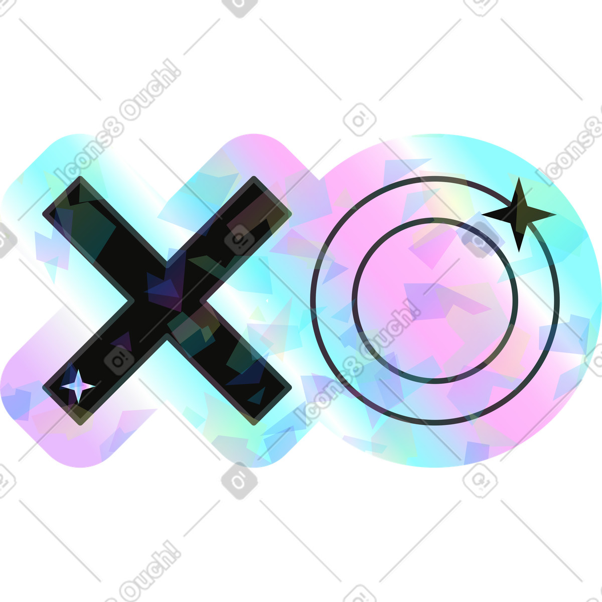 Ilustração de Zeros e cruzes em no estilo Holostickers para baixar em PNG, SVG