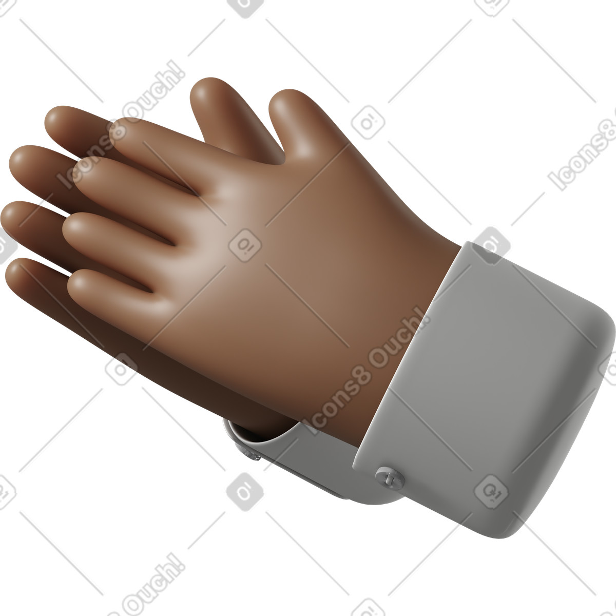 3D Hands Fun&Wild 스타일의 짙은 갈색 피부 손 박수 일러스트레이션 PNG, SVG 다운로드