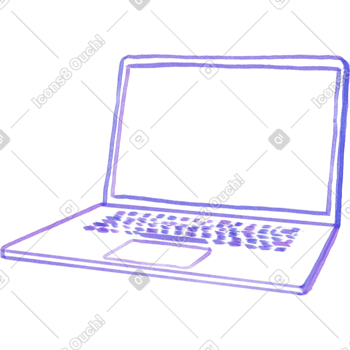 Marker 스타일의 Workstation laptop for office with purple outline 일러스트레이션 PNG, SVG 다운로드
