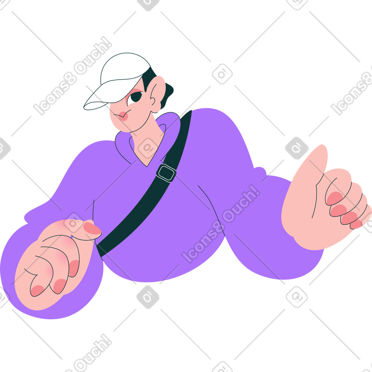 Ilustração de Homem boné beisebol e moletom roxo em no estilo Florid para baixar em PNG, SVG