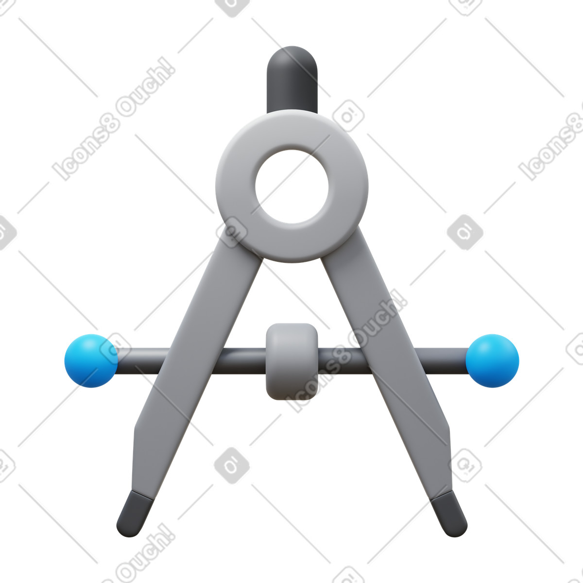 Drafting compass illustration in 3D Fluency style download in PNG, SVG