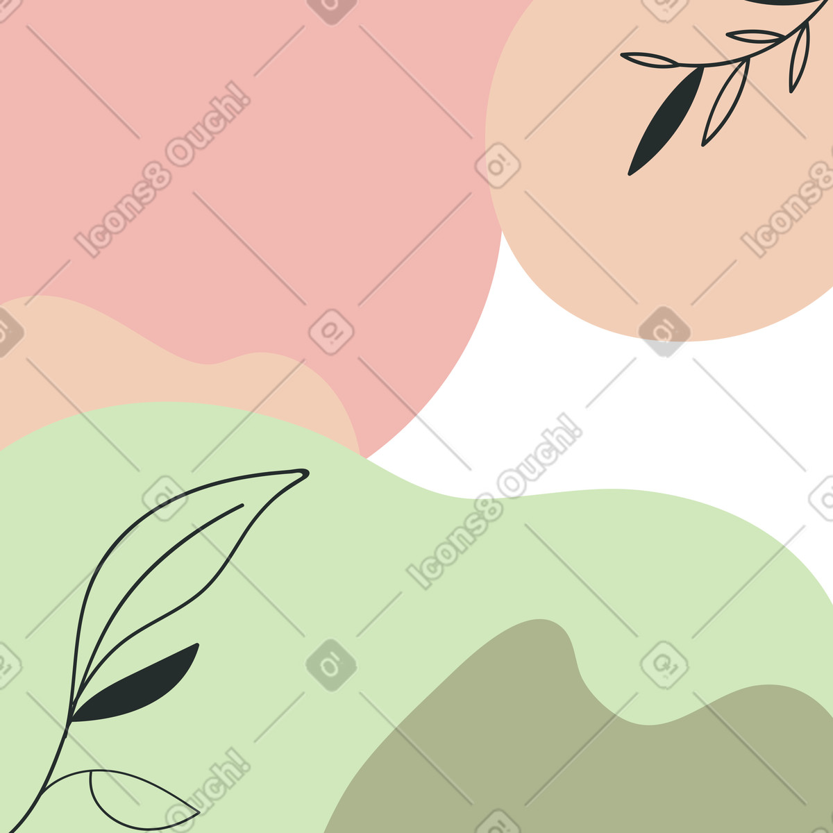 Sfondo astratto pastello con foglie illustrazione in stile Experimental scarica in PNG, SVG