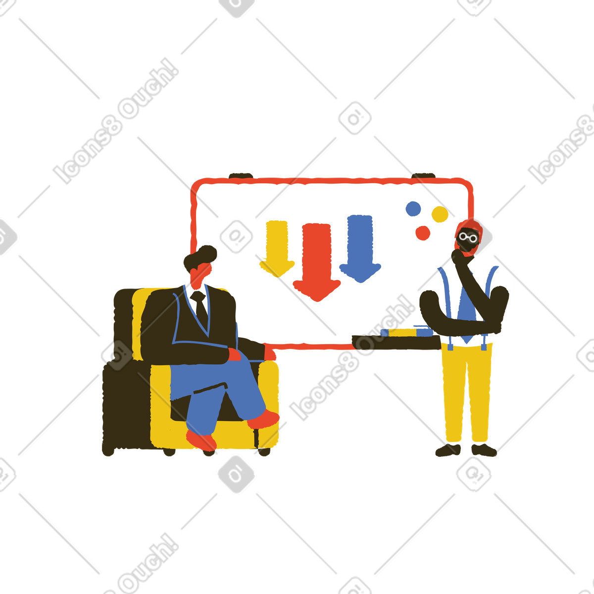 Ilustración Pensando en la estrategia estilo Bermuda a descargar PNG y SVG