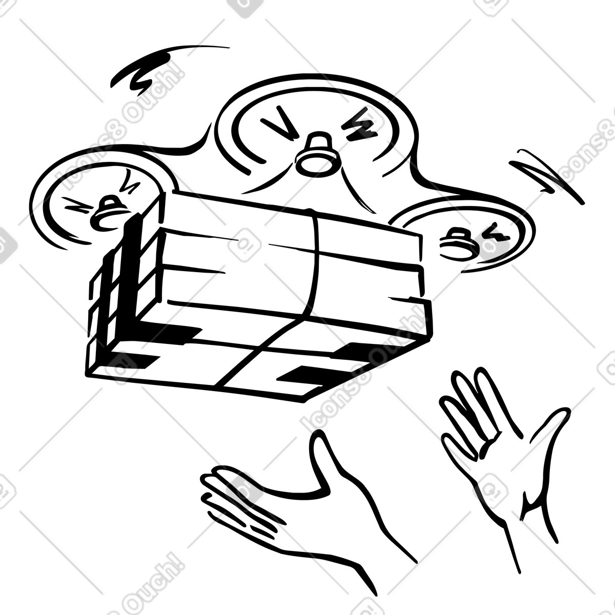 Robot drone package delivery for contactless logistics illustration in Line style download in PNG, SVG